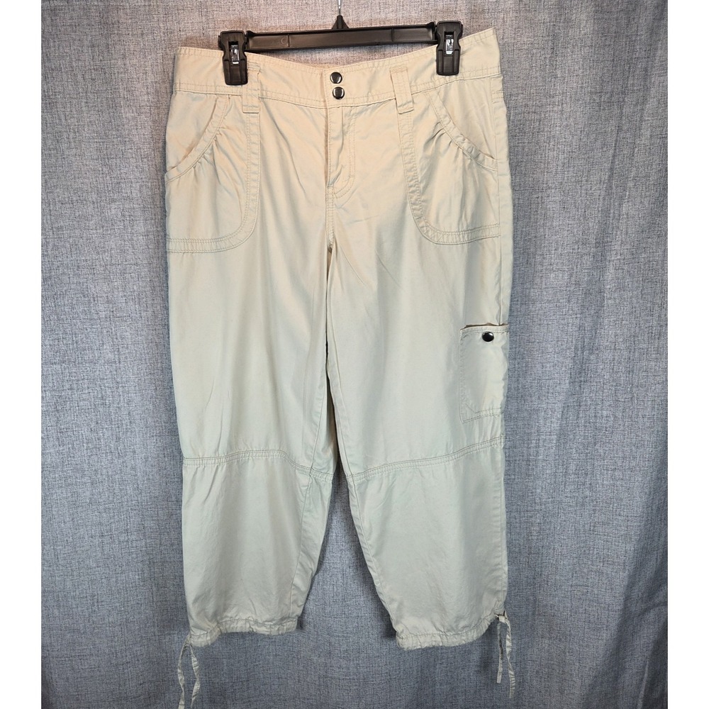 Calvin Klein Jeans Women's Tan Beige Cargo Capris Size 8 Mid Rise Outdoor Casual